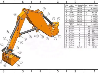 Excavator arm 3D model