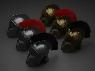 6 Spartan Helmets 3D model