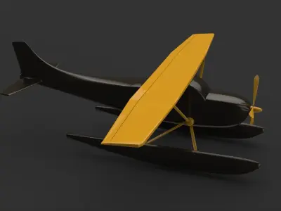 Low Poly game ready Seaplane toy airplane Free low-poly 3D model