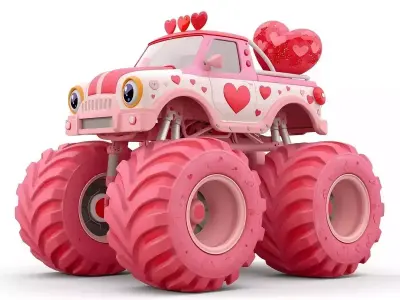 Stylized Valentine Vehicles And City Props 3D Collection 3D Model Pack