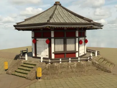 Asian Temple Low-poly 3D model
