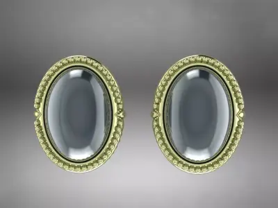  Earrings with oval cabochon  Antique 3D print model