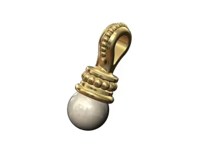 Beaded 6mm pearl pendant and charm 3D print model