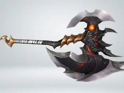 Futuristic Axe Low-poly 3D model 6