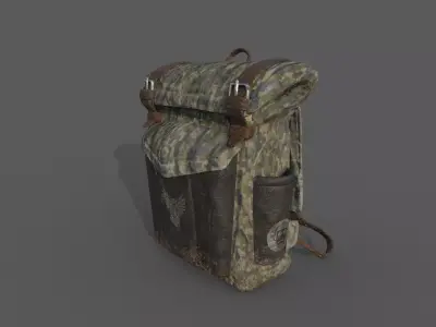 Military backpack Low-poly 3D model get