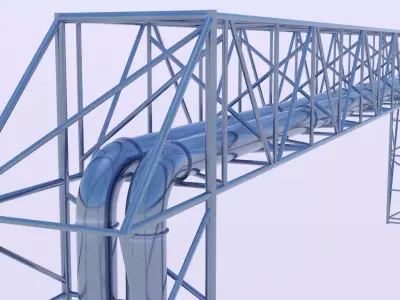 Pipeline bridge chrome 3D model