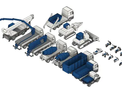 VARIOUS VEHICLES FOR CONSTRUCTION AND COMMON LINEAR VEHICLES 3D model