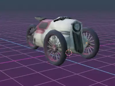 PSX Style Low-Poly Retro concept bike trike 3D model