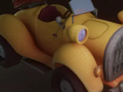 Charming vintage Cartoony car  Free low-poly 3D model
