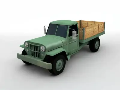 Antique Jeep Pickup Truck Low-poly 3D model