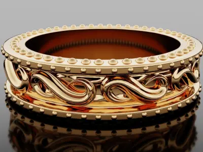 Stylized ring with patterns 3D print model  3D print model