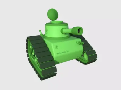 War Tank Cartoon A01 Green - Military Vehicle Low-poly 3D model