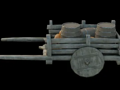 Medieval Cart Scene Low-poly 3D model