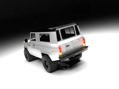 Retro 4x4 Off Road SUV Rigged Game Ready Low-poly 3D model