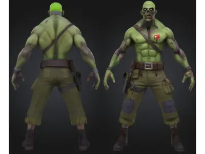 Zombie Soldier Military Low-poly 3D model