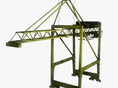 Port crane yellow 2 low poly Low-poly 3D model