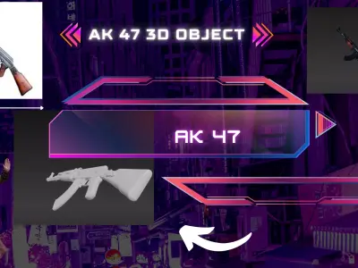 AK-47 rifle  Low-poly 3D model