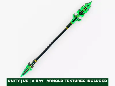 Fantasy Spear Glow 10 Game-Ready PBR Textures Included Low-poly 3D model