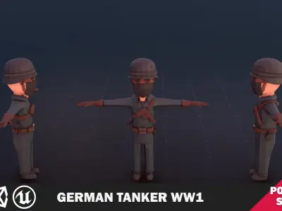 German Tanker WW1 Low-poly 3D model