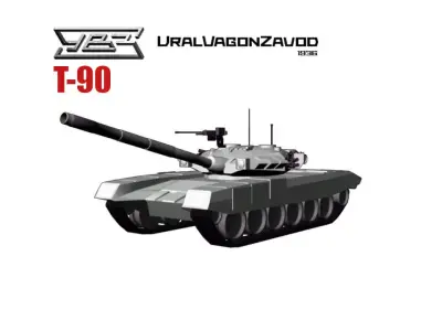 T-90 Main Battle Tank Low-poly 3D model