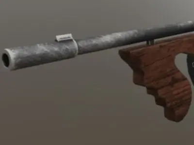 3D Thompson pistol Low-poly 3D model