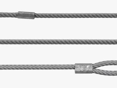 Emergency Towing Steel Wire Rope with Hooks 3m 3D model
