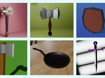 Game Ready Low Poly Fantasy Weapons Pack  6  Low-poly 3D model
