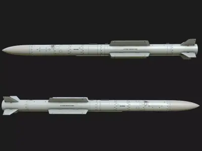 RVV-SD Air-to-air missile R-77 R77M Adder Low-poly 3D model