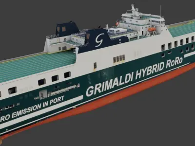 Ro-Ro Cargo Ship 3D and Printable model included Low-poly 3D model