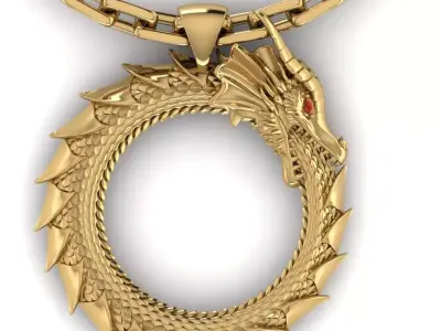 Golden dragon pendant 3D model