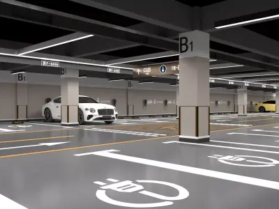 Indoor parking Low-poly 3D model