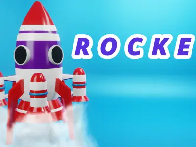 Cartoon Rocket spaceship PBR Textures 3D model