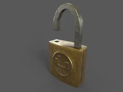 Padlock and chain ring Low-poly 3D model