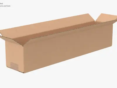 Cardboard Box 50x10x10 Half Open 3D model