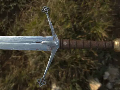 CG Claymore with PBR texture Free low-poly 3D model