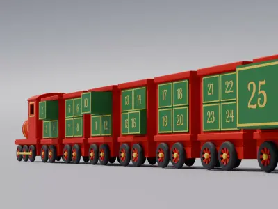 Christmas train advent calendar type with ajustable shelfs 3D model
