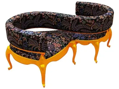 Antique courting chair Low-poly 3D model buy