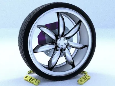 ORTAS CAR RIM 61 GAME READY RIM TIRE AND DISC 3D model