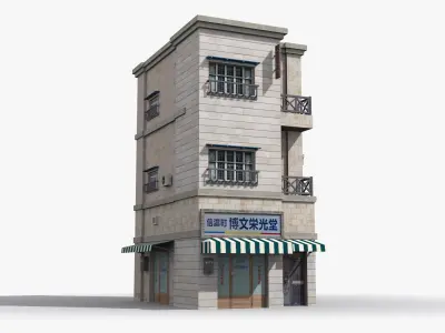 Japanese House x4 Low-poly 3D model