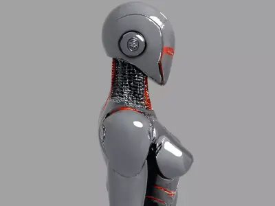 Glossy Chrome Red Female Android 3D model