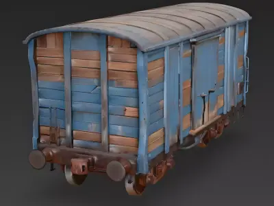 Abandoned Post-Apocalyptic Boxcar 3d model Low-poly 3D model