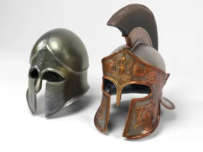 Greek helmets Low-poly 3D model