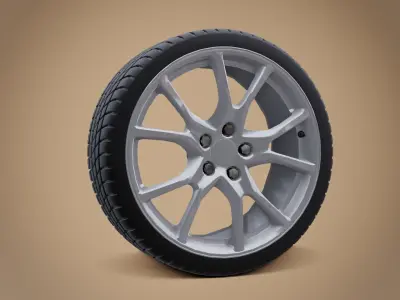 Sports Car Alloy Wheel with Tire Low-poly 3D model
