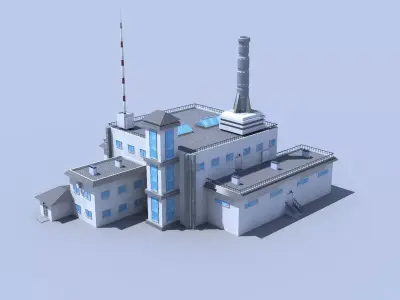 Factory - Chimney - Industrial Low-poly 3D model