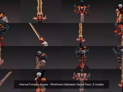 Infernal Pumpkin Blades - Wireframe Halloween Sword Pack