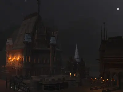 castle with two towers 3D model