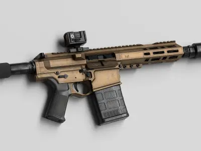 AR Black Pistol Buffer Tube Low-poly 3D model