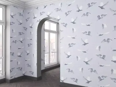 WallDeco-Life-var-11 room with birds on wall 3D model