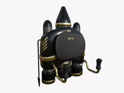 Jetpack D02 Golden Black - SciFi Character Design Low-poly 3D model