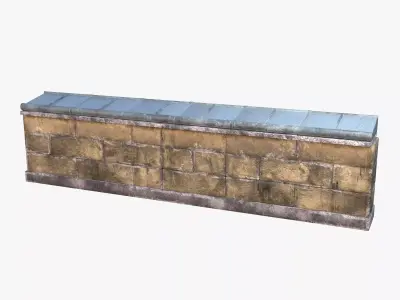 Brick Wall 0003  Modular Low-poly 3D model